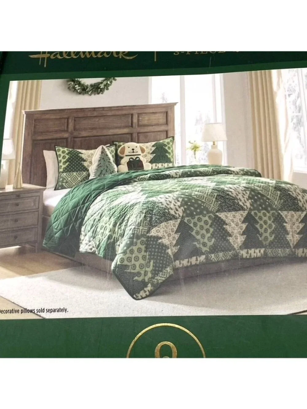 Hallmark Full/Queen Flannel Tree Print Quilts Green